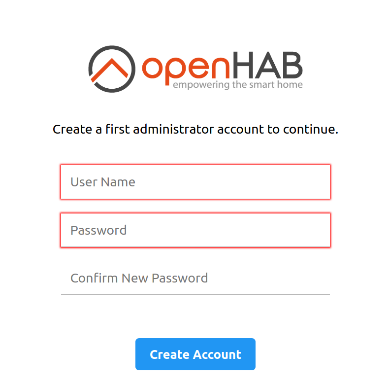 The openHAB Dashboard page